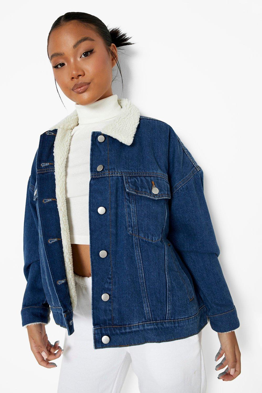 Borg lined clearance denim jacket womens